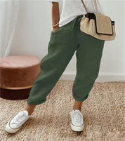 Mila Ashford | Printed Linen Look Jogger Pants For Women