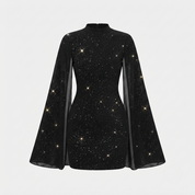 Ruby Turner | Glitter Cape Sleeve Mini Dress For Women