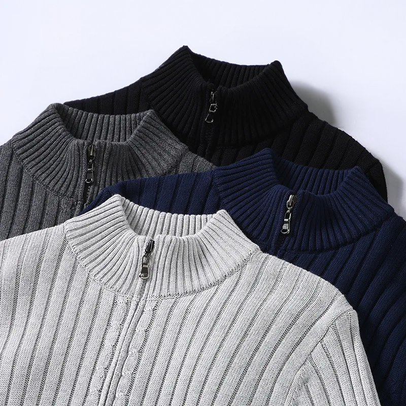 Vincent Moretti | Ribbed Knit Zip Cardigan For Men