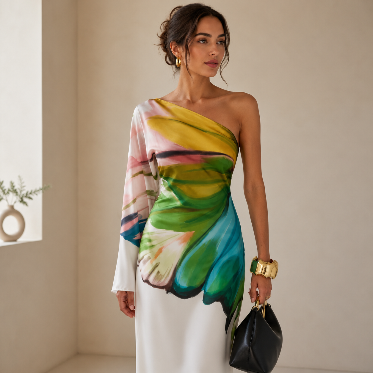 Sienna Crawford | One-Shoulder Printed Maxi Dress For Women