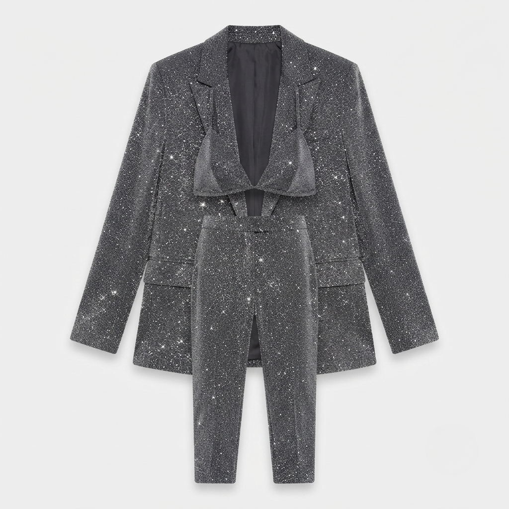 Sienna Holloway | Glitter Three-Piece Outfit Set For Women NYE
