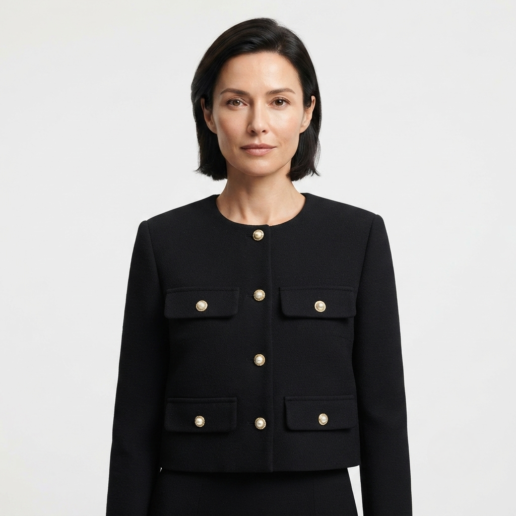 Sienna Lawson | Cropped Gold Button Jacket For Women