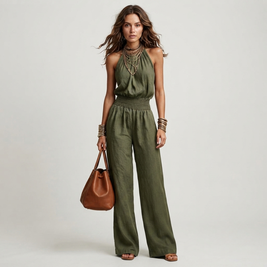 Sienna Murphy | Halter Wide-Leg Jumpsuit For Women
