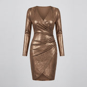 Sienna Weston | Metallic Wrap Mini Dress For Women