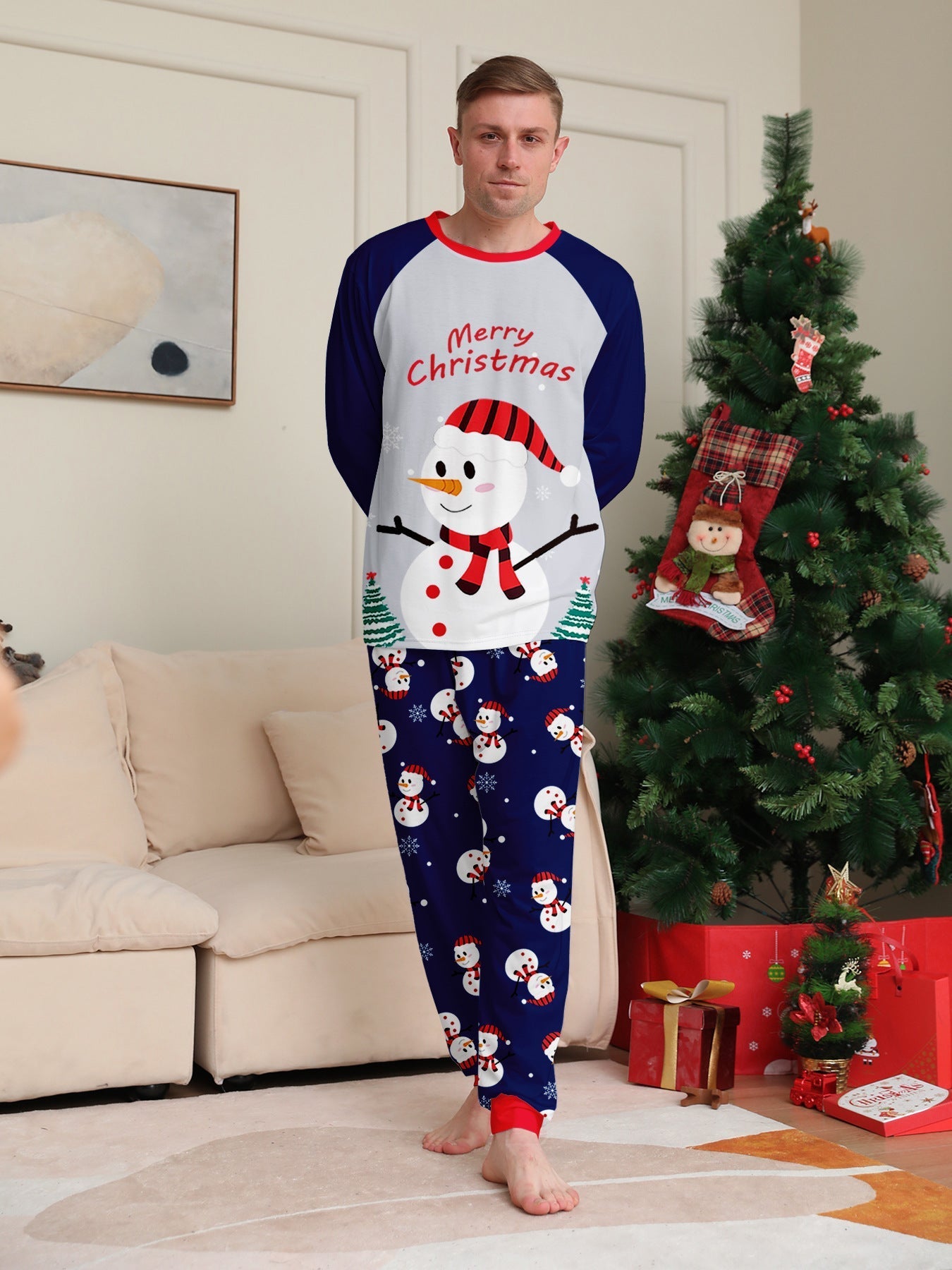 Snow Day | Navy Snowman Print Christmas Pyjamas Unisex & Family