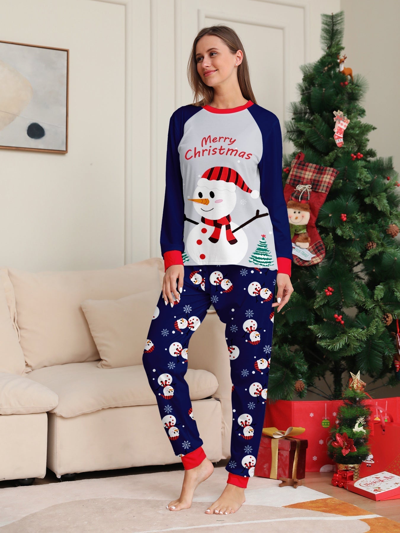 Snow Day | Navy Snowman Print Christmas Pyjamas Unisex & Family