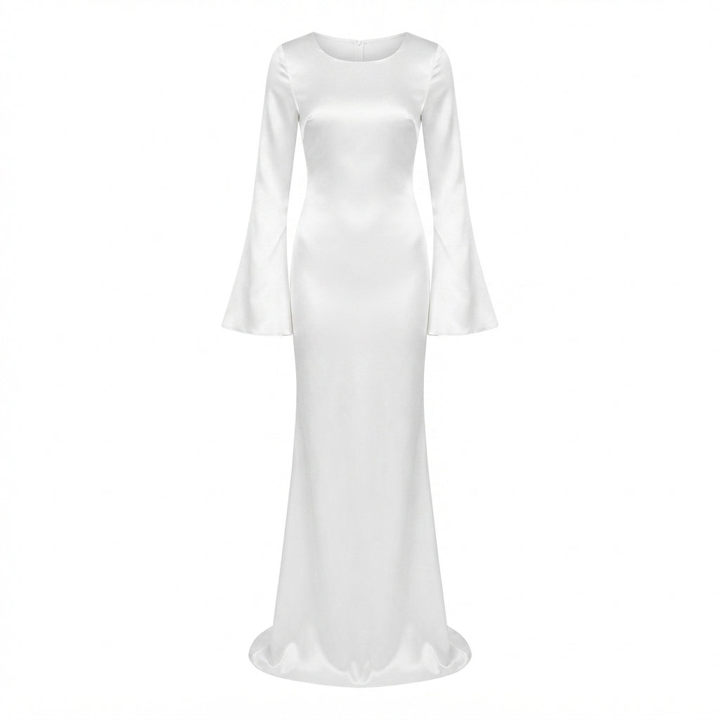 Sophia Alderton | Long Sleeve Satin Maxi Wedding Dress For Women