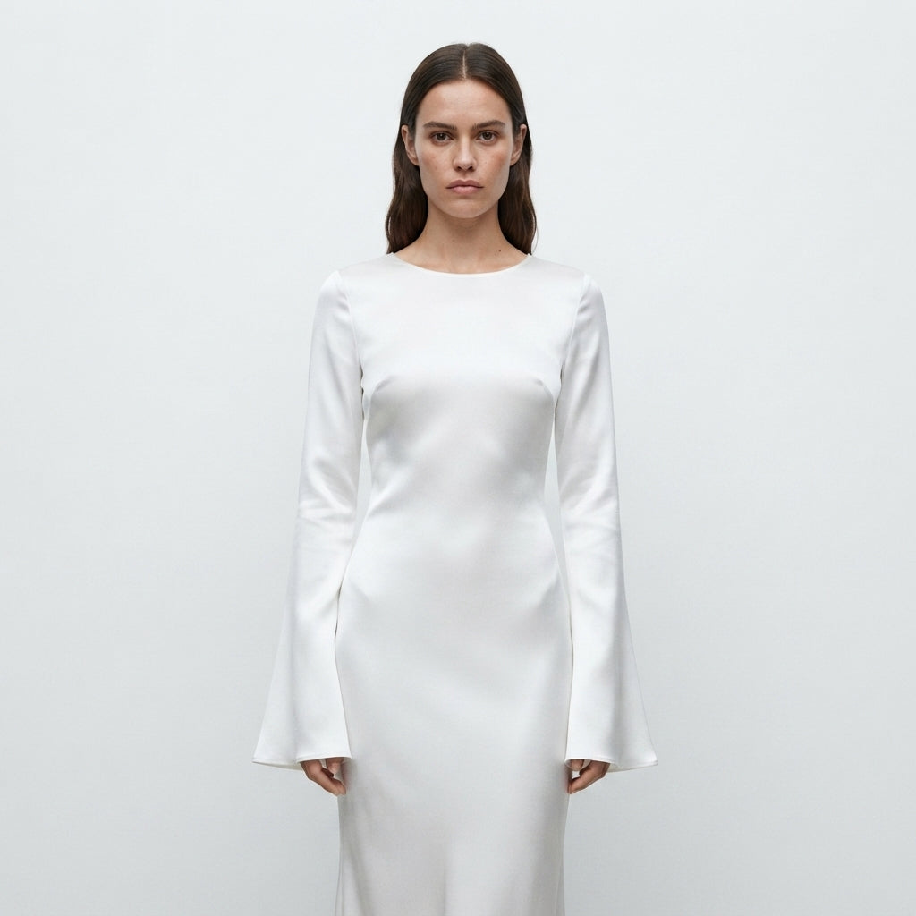 Sophia Alderton | Long Sleeve Satin Maxi Wedding Dress For Women
