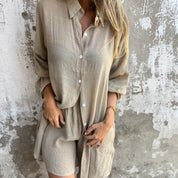 Brooke Lawson | Linen-Look Shirt & Shorts Set For Women