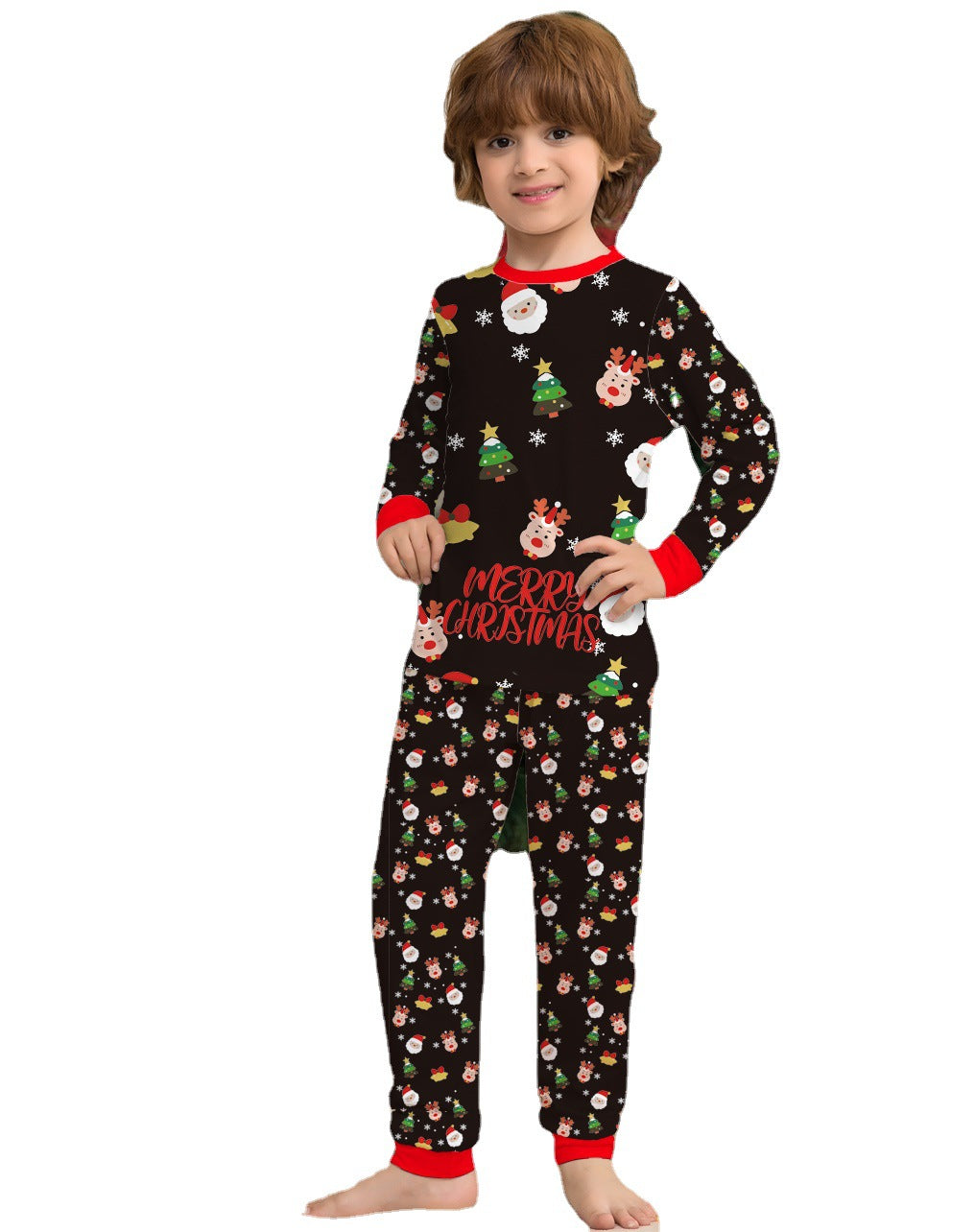 Starlit | Black Santa Print Christmas Pyjamas Unisex & Family