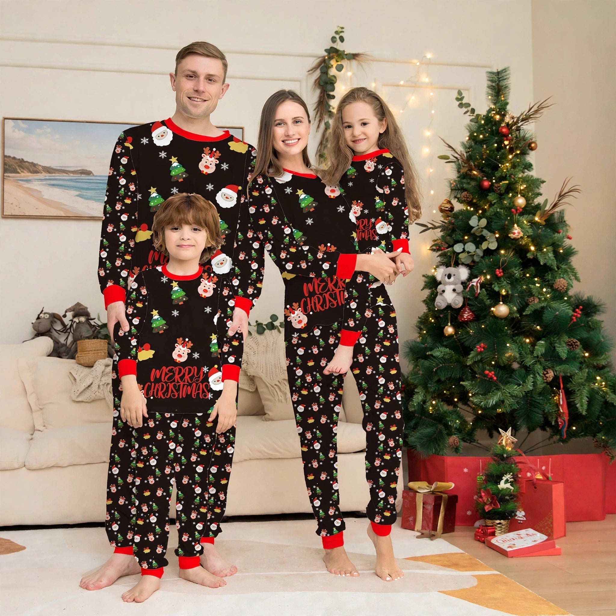 starlit-black-santa-print-christmas-pyjamas-unisex-family-model-01.webp