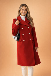 Clara Bellini | Luxury Double-Breasted Long Coat For Women