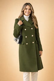 Clara Bellini | Luxury Double-Breasted Long Coat For Women