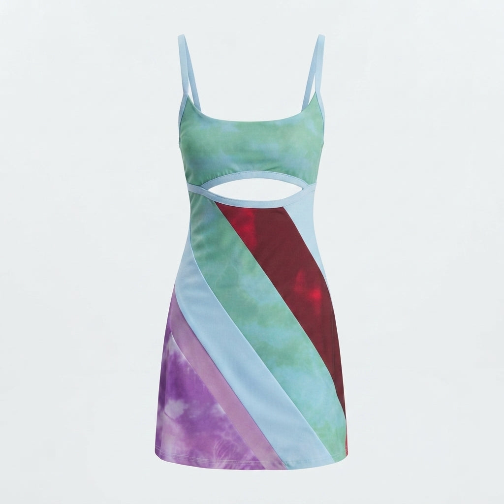 Tara Kelly | Patchwork Cut Out Mini Dress For Women