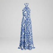 Tara Mitchell | Bohemian Blue Halter Neck Maxi Dress For Women