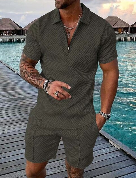 Lachlan Ferguson | Textured Polo & Shorts Set For Men