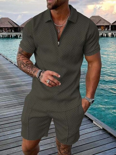 Lachlan Ferguson | Textured Polo & Shorts Set For Men