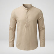 Thomas Kelly | Linen Band Collar Shirt For Men