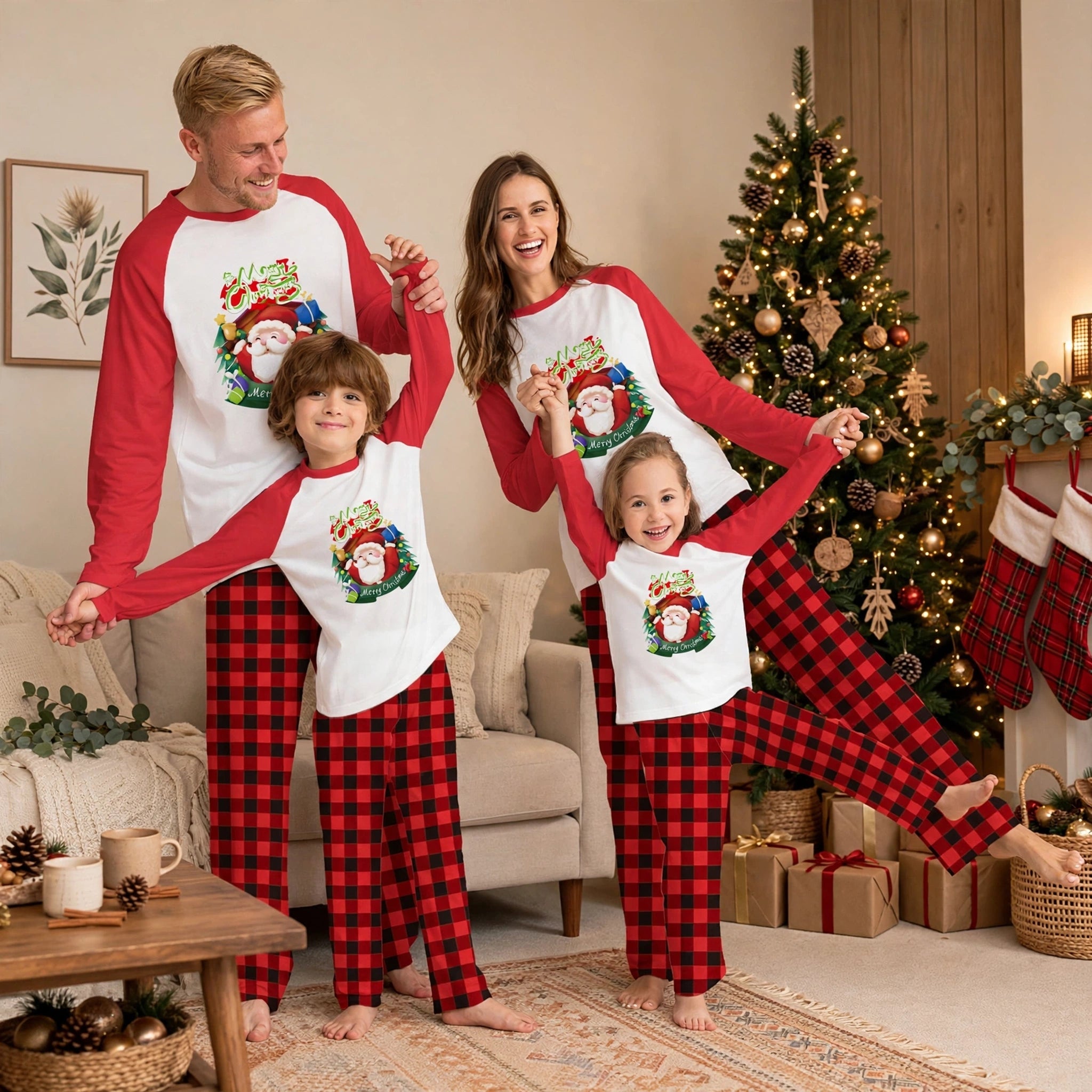 tinsel-red-raglan-santa-print-christmas-pyjamas-unisex-family-model-01.webp
