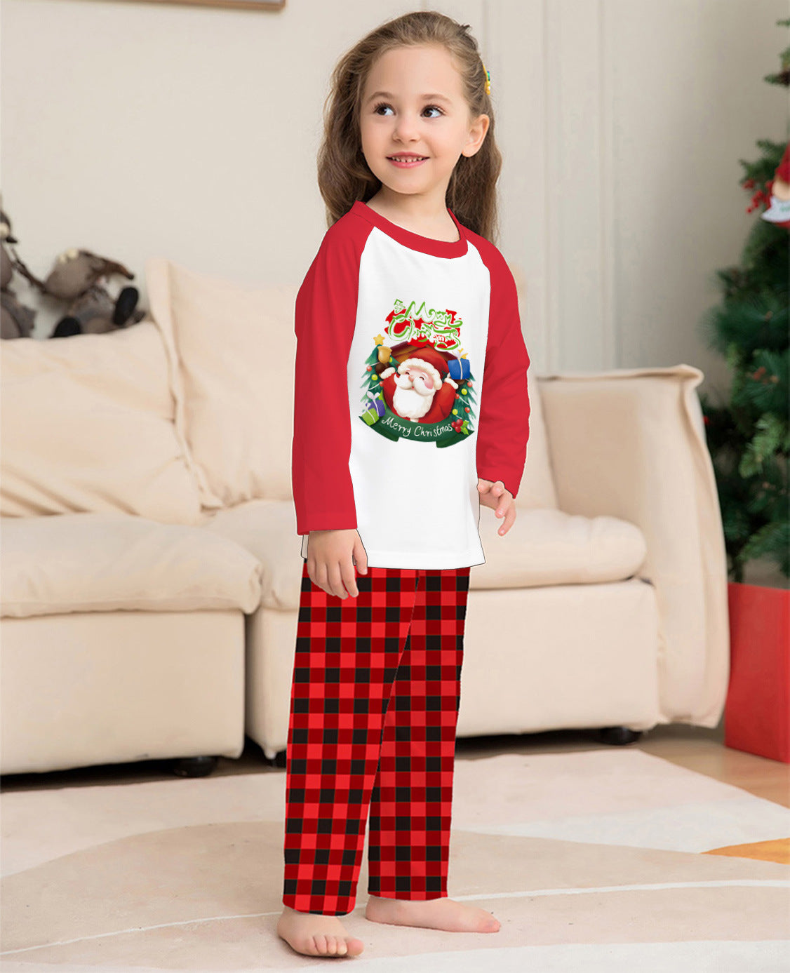 Tinsel | Red Raglan Santa Print Christmas Pyjamas Unisex & Family