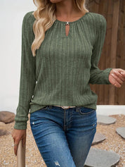 Amelie Dawson | Ribbed Long Sleeve Top With Luxe Keyhole Detail