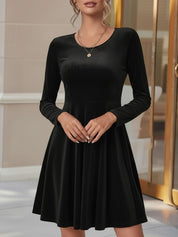 Elodie Kensington | Velvet Skater Dress With Luxe Flared Silhouette For Women