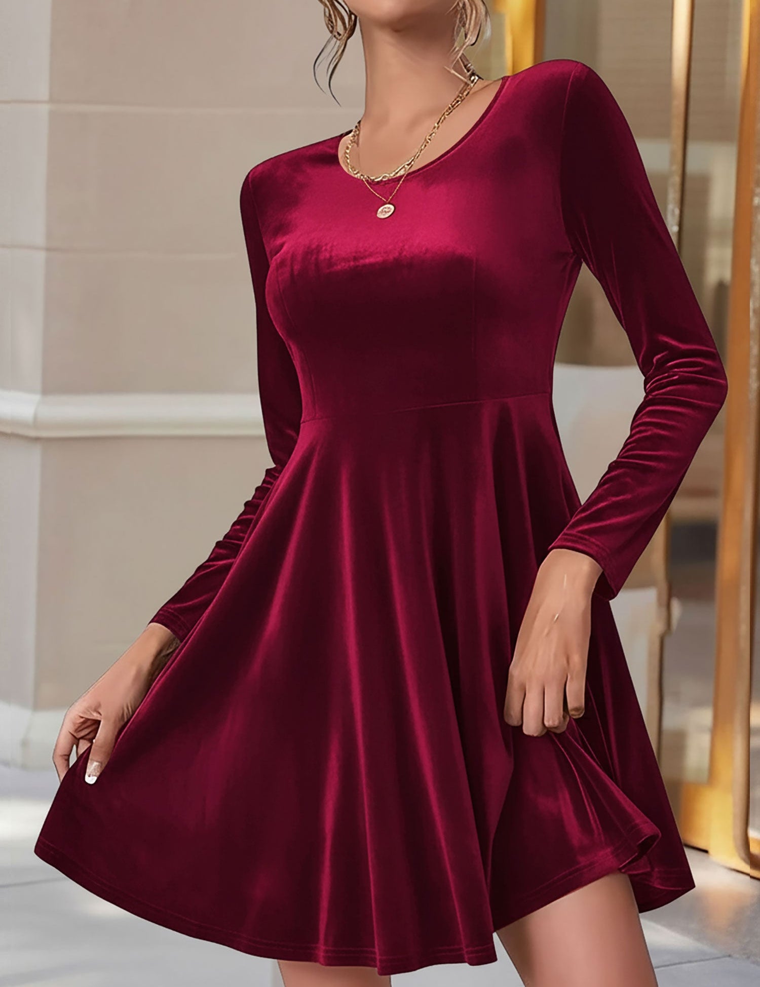 Elodie Kensington | Velvet Skater Dress With Luxe Flared Silhouette For Women