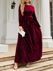 Anastasia Beaumont | Velvet Maxi Dress With Luxe Waist Tie Detail For Women