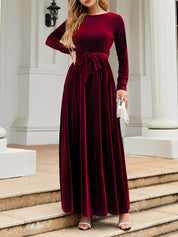 Anastasia Beaumont | Velvet Maxi Dress With Luxe Waist Tie Detail For Women