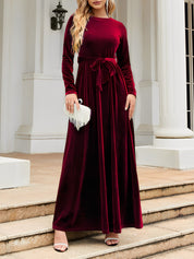 Anastasia Beaumont | Velvet Maxi Dress With Luxe Waist Tie Detail For Women