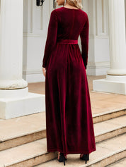 Anastasia Beaumont | Velvet Maxi Dress With Luxe Waist Tie Detail For Women