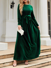 Anastasia Beaumont | Velvet Maxi Dress With Luxe Waist Tie Detail For Women