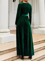 Anastasia Beaumont | Velvet Maxi Dress With Luxe Waist Tie Detail For Women