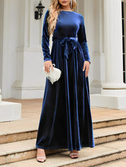 Anastasia Beaumont | Velvet Maxi Dress With Luxe Waist Tie Detail For Women