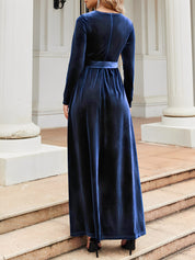 Anastasia Beaumont | Velvet Maxi Dress With Luxe Waist Tie Detail For Women