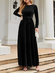 Anastasia Beaumont | Velvet Maxi Dress With Luxe Waist Tie Detail For Women