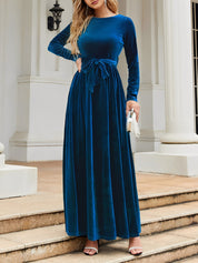 Anastasia Beaumont | Velvet Maxi Dress With Luxe Waist Tie Detail For Women