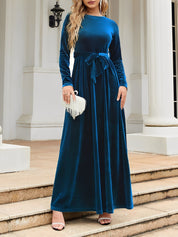 Anastasia Beaumont | Velvet Maxi Dress With Luxe Waist Tie Detail For Women