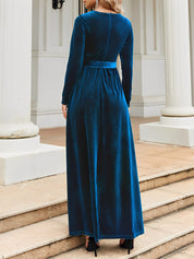 Anastasia Beaumont | Velvet Maxi Dress With Luxe Waist Tie Detail For Women