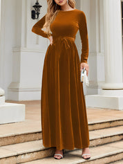 Anastasia Beaumont | Velvet Maxi Dress With Luxe Waist Tie Detail For Women