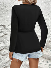 Vivienne Laurent | Draped V-Neck Top With Luxe Twist Detail