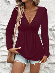 Vivienne Laurent | Draped V-Neck Top With Luxe Twist Detail