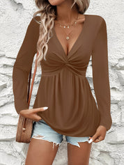 Vivienne Laurent | Draped V-Neck Top With Luxe Twist Detail