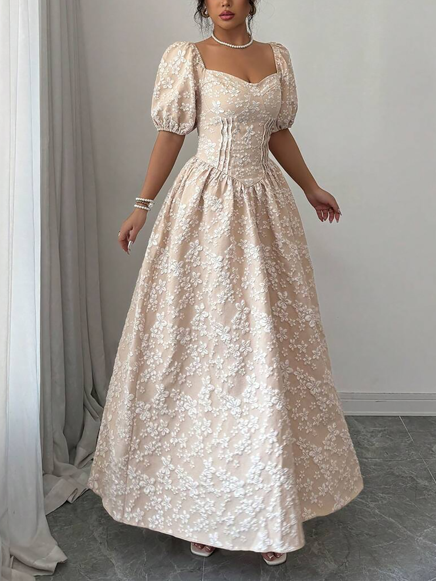 Seraphielle Grace | Embroidered Princess Maxi Dress For Women