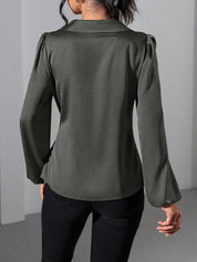 Velmira Chic | Satin Wrap Tie Blouse