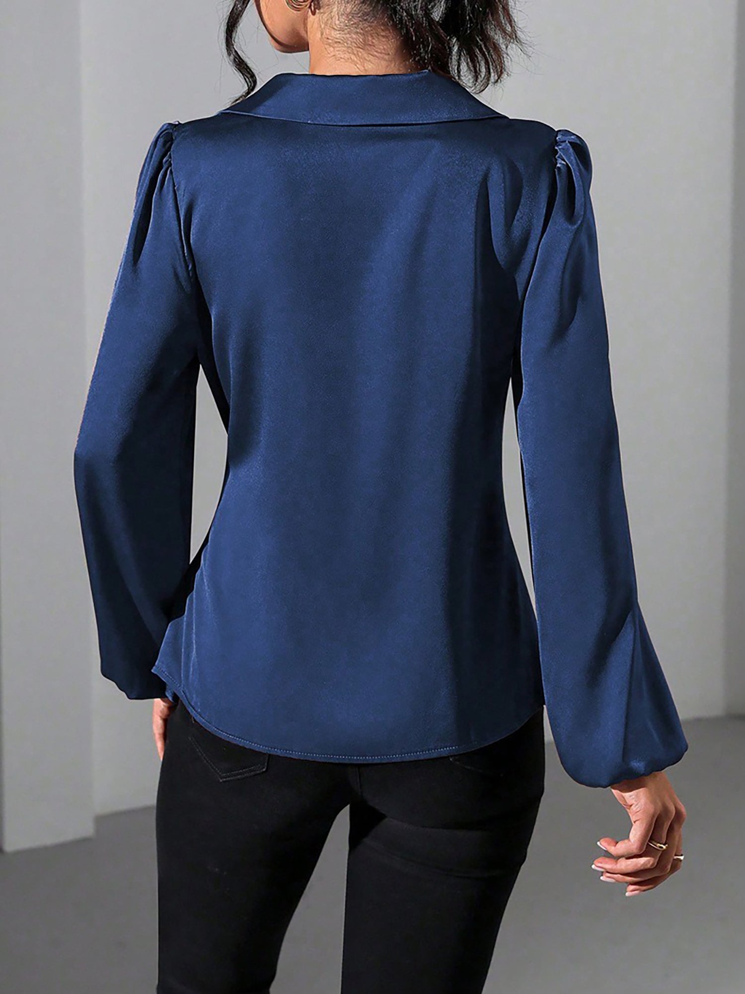 Velmira Chic | Satin Wrap Tie Blouse