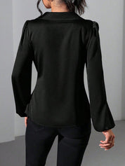 Velmira Chic | Satin Wrap Tie Blouse
