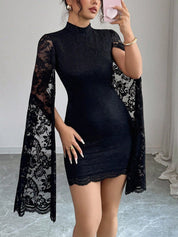 Noiréa Mystique | Lace Cape Mini Cocktail Dress For Women