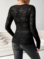 Rosavelle Desire | Lace V-Neck Long Sleeve Top
