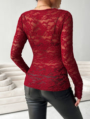 Rosavelle Desire | Lace V-Neck Long Sleeve Top